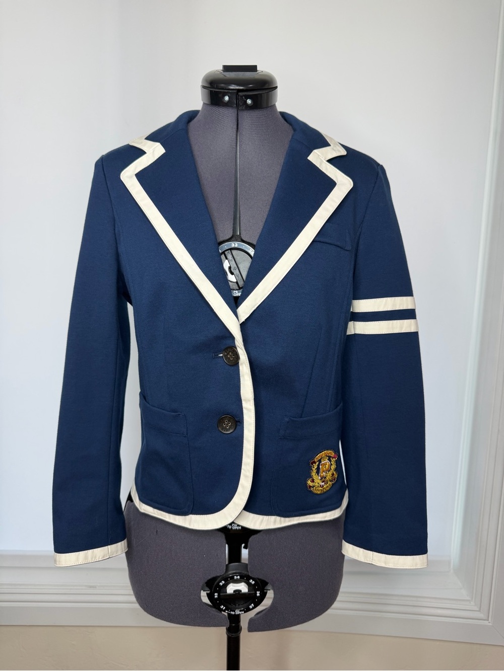 PINK Victoria's Secret Navy Blazer with Cream Trim and Crest